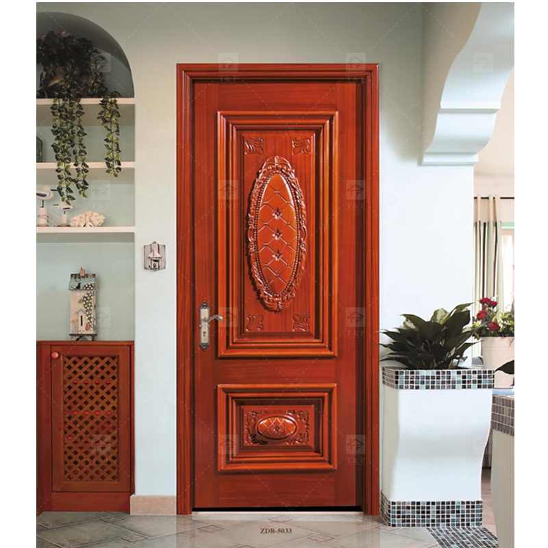 Modern Solid Wood Villa Door Hot Selling Interior Living and Bedroom Door with Carving Technique Finished Surface