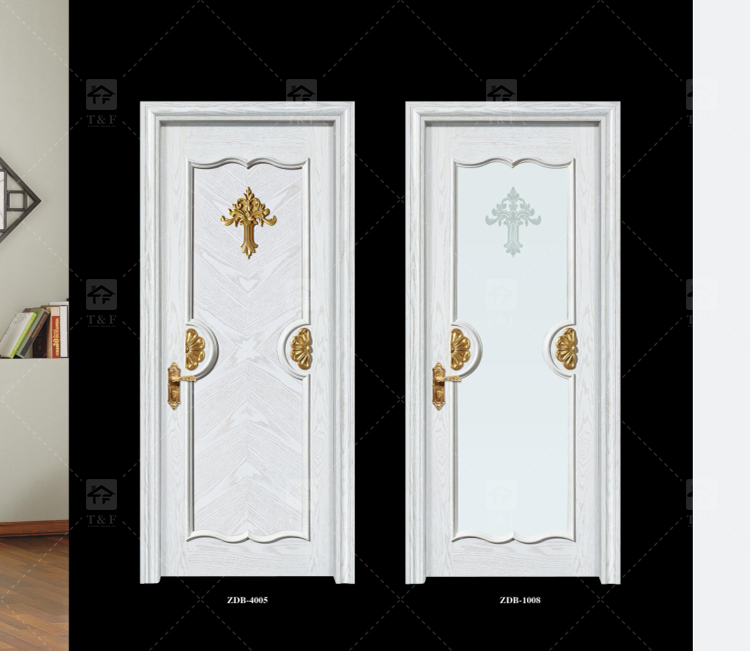 Modern Solid Wood Villa Door Hot Selling Interior Living and Bedroom Door with Carving Technique Finished Surface