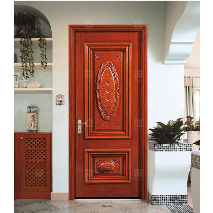 Modern Solid Wood Villa Door Hot Selling Interior Living and Bedroom Door with Carving Technique Finished Surface