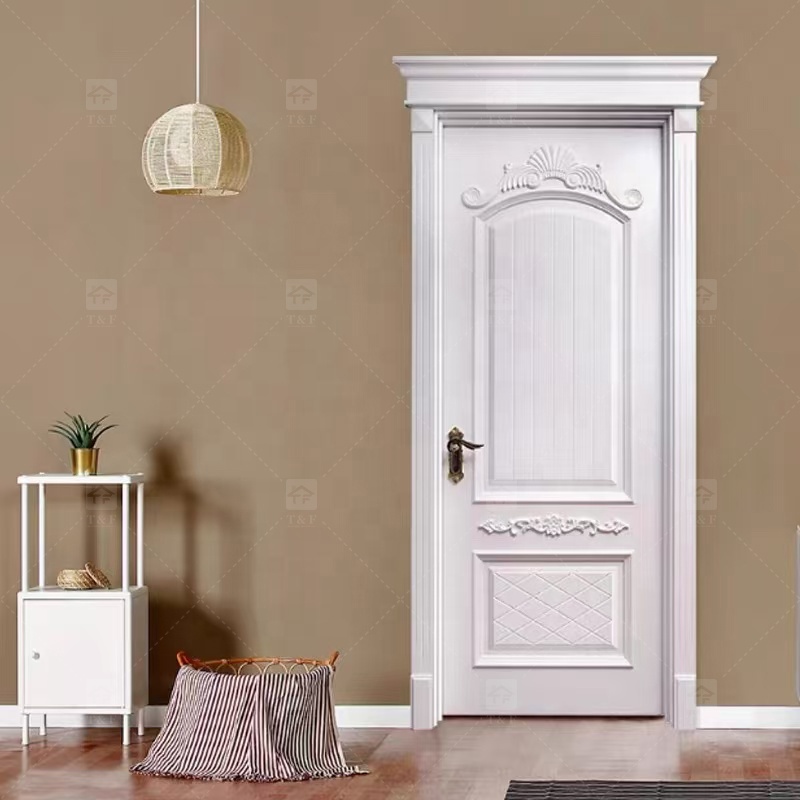High Quality White Solid Wood Door American Style New Design for Villa House and Projects Interior Use Finished Surface