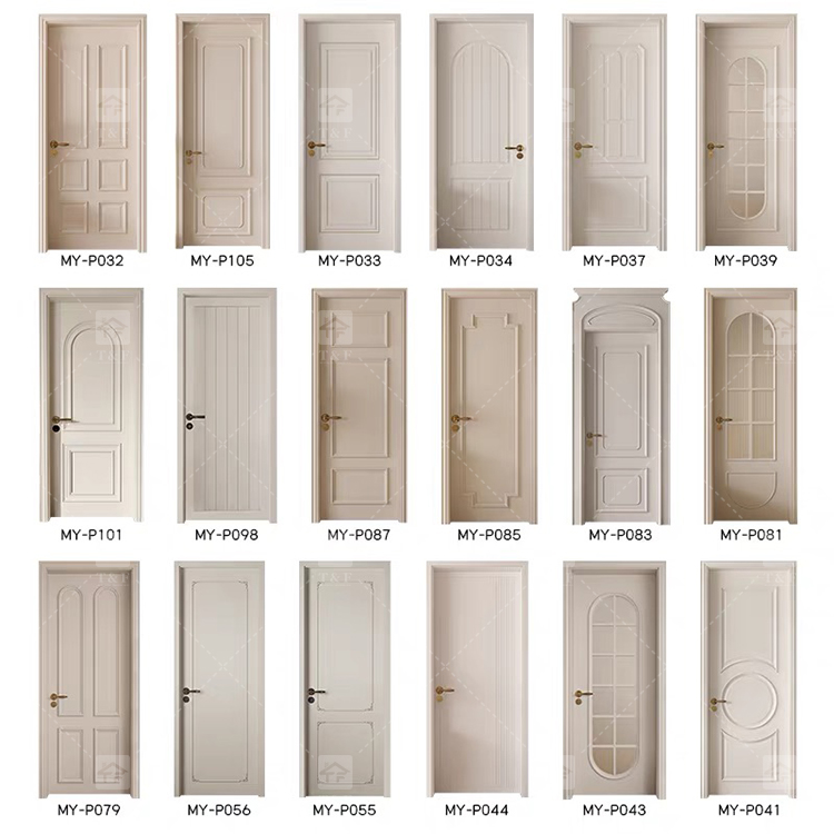 High Quality White Solid Wood Door American Style New Design for Villa House and Projects Interior Use Finished Surface