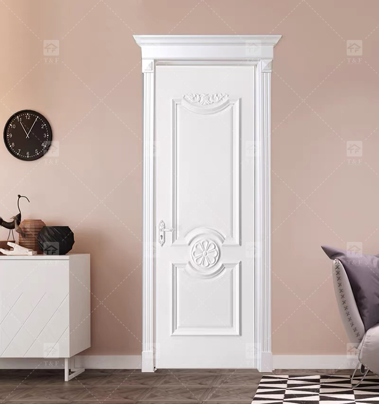 High Quality White Solid Wood Door American Style New Design for Villa House and Projects Interior Use Finished Surface