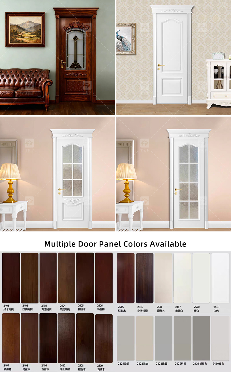 High Quality White Solid Wood Door American Style New Design for Villa House and Projects Interior Use Finished Surface