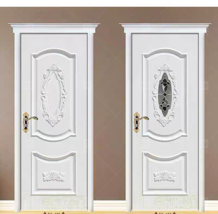 High Quality White Solid Wood Door American Style New Design for Villa House and Projects Interior Use Finished Surface