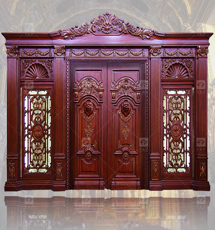 Customized High Quality Modern Wood Front Door Waterproof Exterior Main Entry Security Door Finished Interior Outdoor