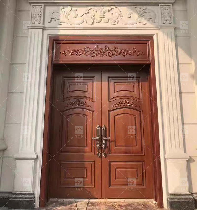 Customized High Quality Modern Wood Front Door Waterproof Exterior Main Entry Security Door Finished Interior Outdoor