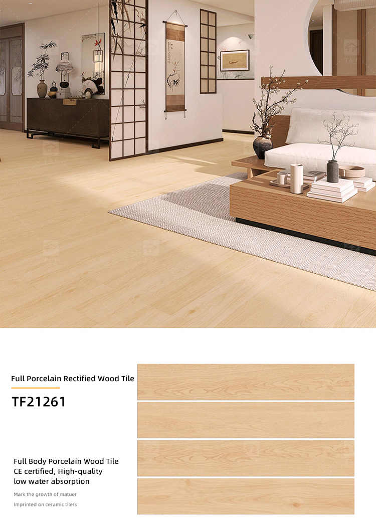 20x120cm Porcelain Wood Look Anti-slip Matte Glazed Full Body Rectified Wooden Floor Tiles for Living Room