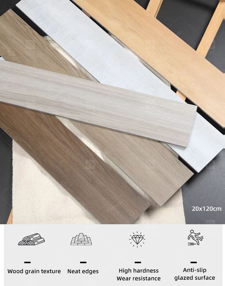 20x120cm Porcelain Wood Look Anti-slip Matte Glazed Full Body Rectified Wooden Floor Tiles for Living Room
