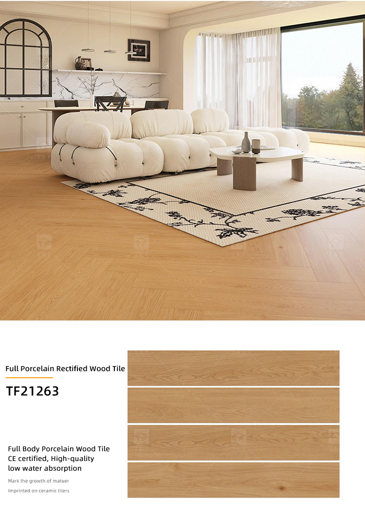 20x120cm Porcelain Wood Look Anti-slip Matte Glazed Full Body Rectified Wooden Floor Tiles for Living Room