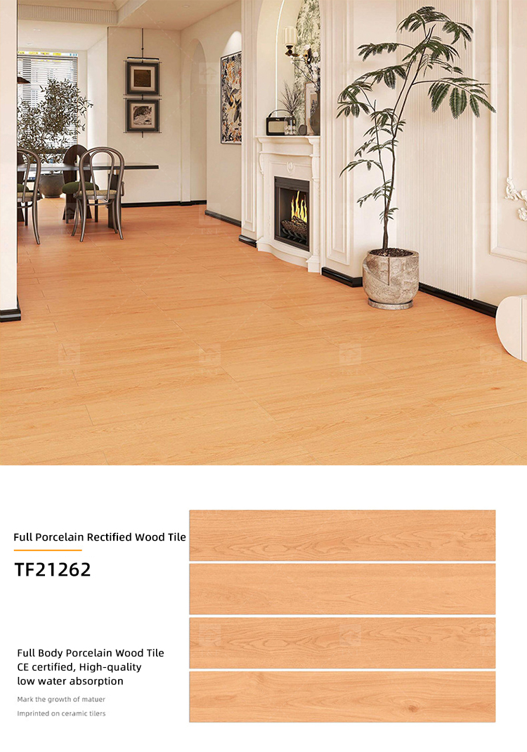 20x120cm Porcelain Wood Look Anti-slip Matte Glazed Full Body Rectified Wooden Floor Tiles for Living Room