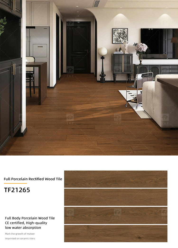 20x120cm Porcelain Wood Look Anti-slip Matte Glazed Full Body Rectified Wooden Floor Tiles for Living Room