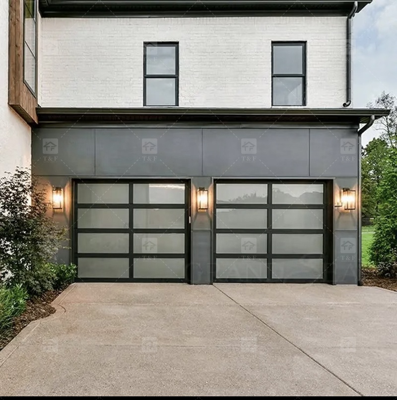 Modern European Style Aluminum Frosted Glass Garage Roller Door with Motor for Villa Exterior Waterproof
