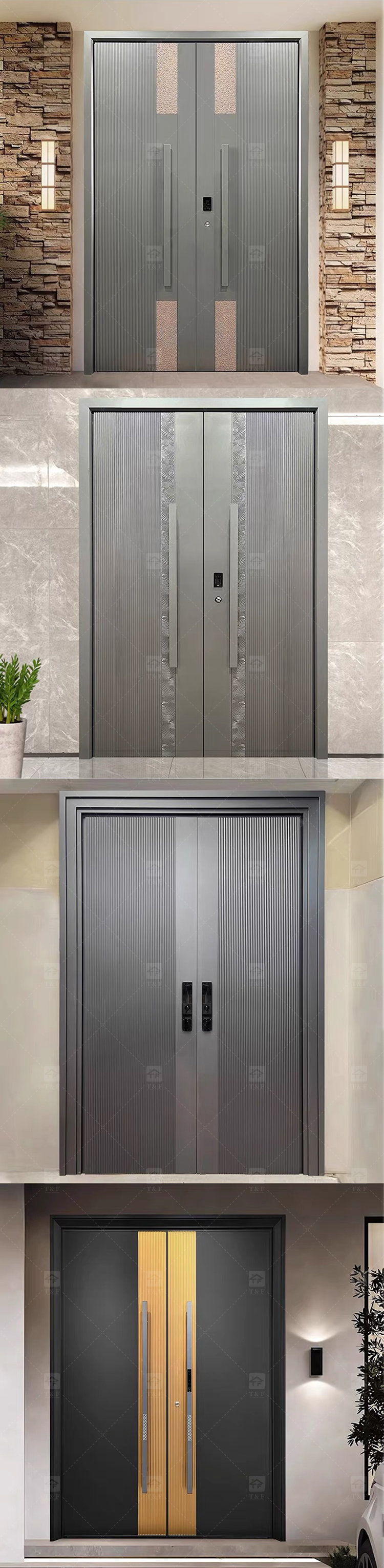 Factory Exterior Metal Entrance Front Entry Steel Home Security External Doors for Houses Room