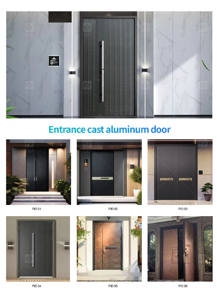 Luxury Villa Main Door Extra-Large 3D Carving Wood Surface Pivot Metal Entrance Door for Modern House Exterior