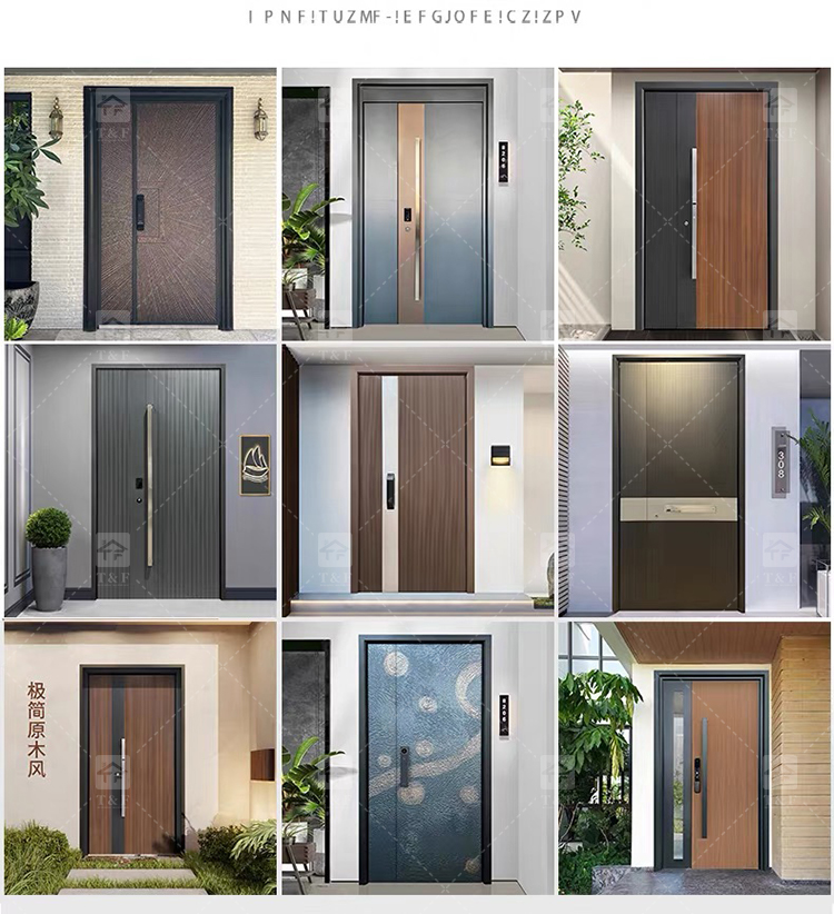 Custom Double-Height Villa Entrance Metal Front Door with Fixed Glass Panels Exterior Entry Doors for Houses