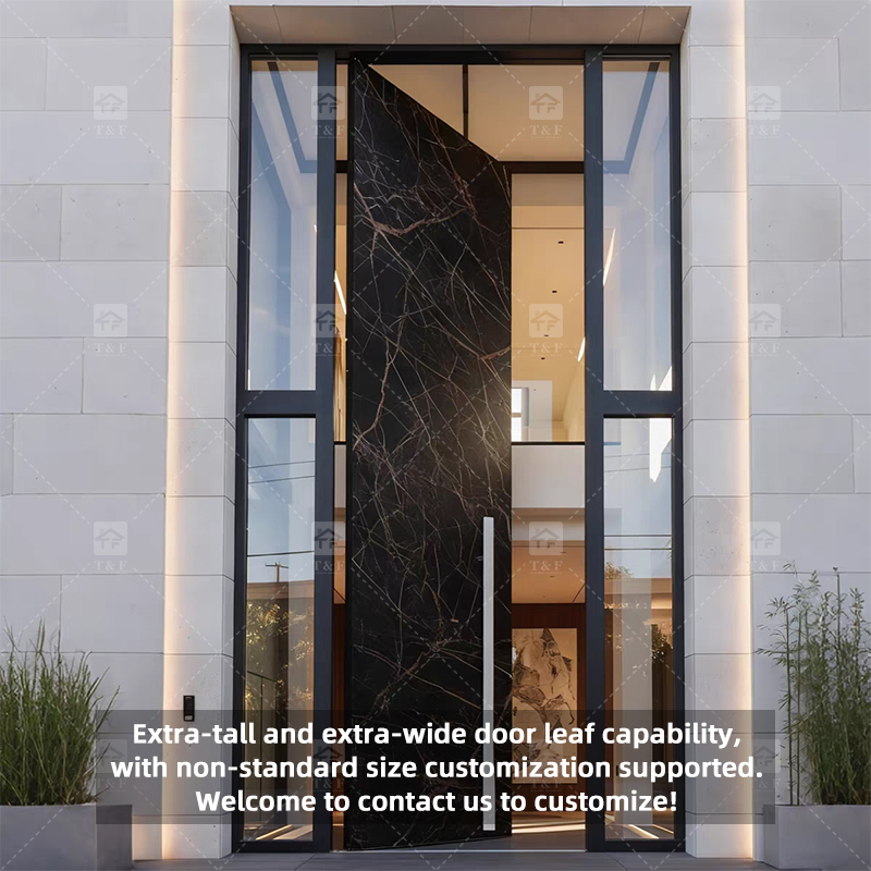 Customized Exterior Pivot Entrance Door Heavy-Duty Large Villa Aluminum Wood Security Front Door