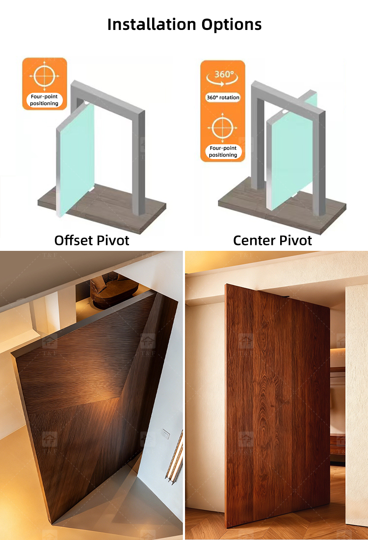 Customized Exterior Pivot Entrance Door Heavy-Duty Large Villa Aluminum Wood Security Front Door