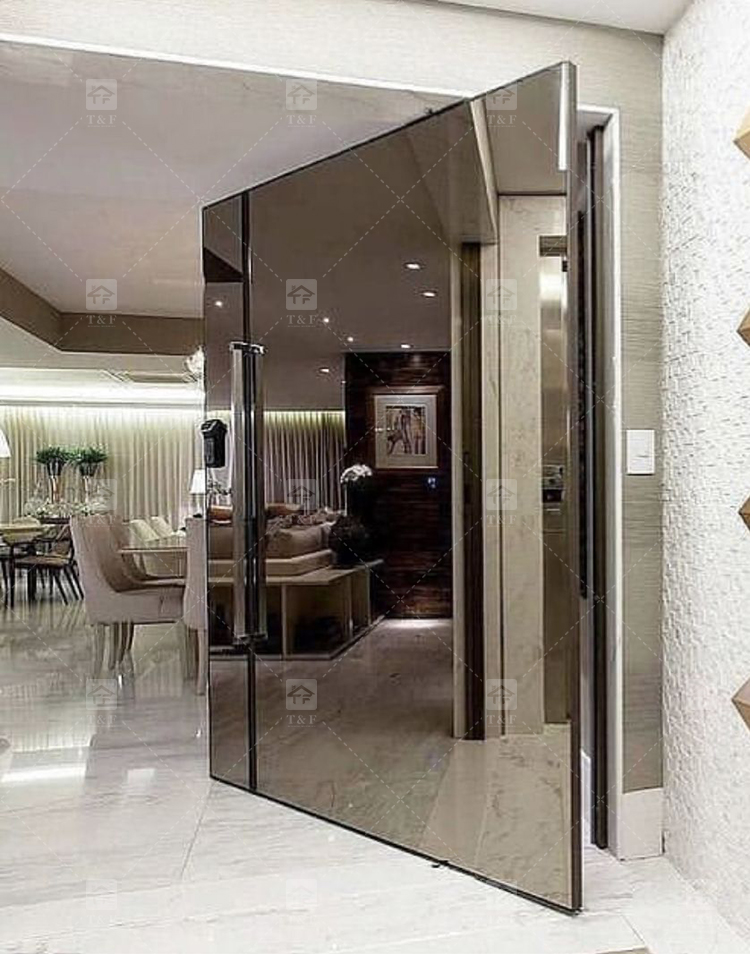 Customized Exterior Pivot Entrance Door Heavy-Duty Large Villa Aluminum Wood Security Front Door