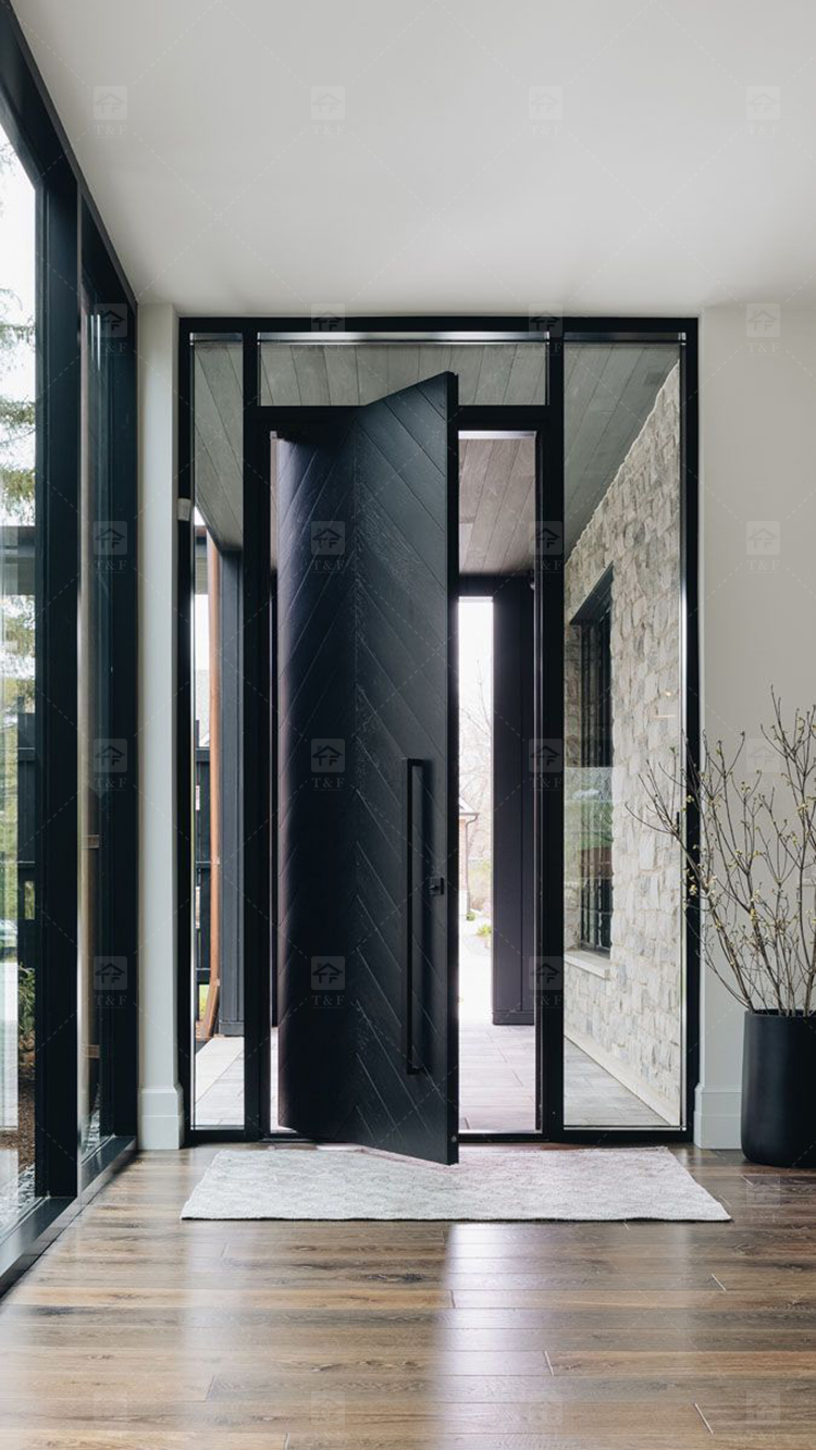 Customized Exterior Pivot Entrance Door Heavy-Duty Large Villa Aluminum Wood Security Front Door