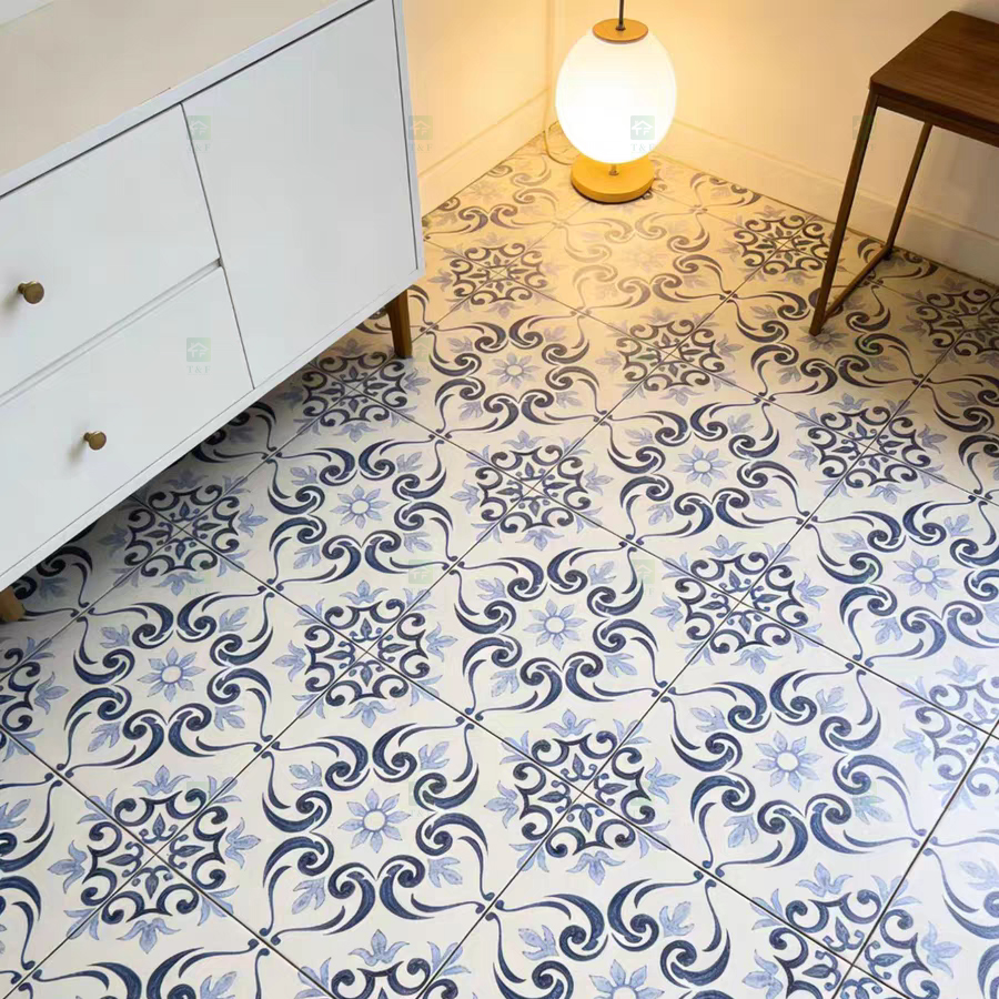 200x200mm Vintage Blue White Porcelain Pattern Tiles for Bathroom and Toilet Shower Kitchen Floor Wall Tile