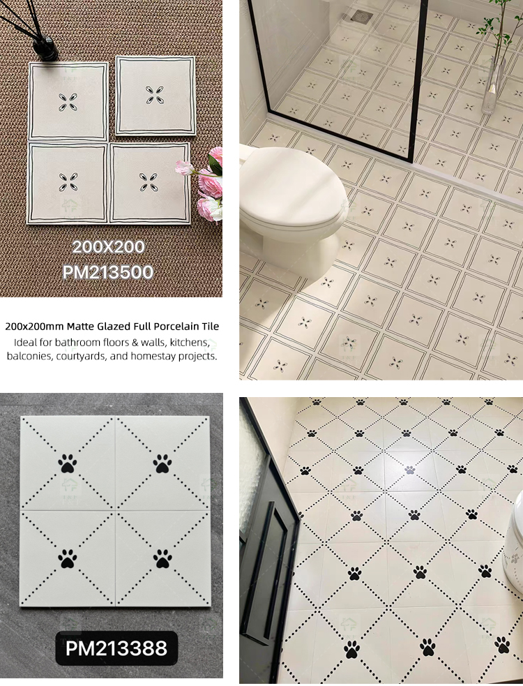 200x200 Decorative Pattern Full Porcelain Tiles for Bathroom and Toilet 20x20 Shower Tile and Living Room Floor Wall