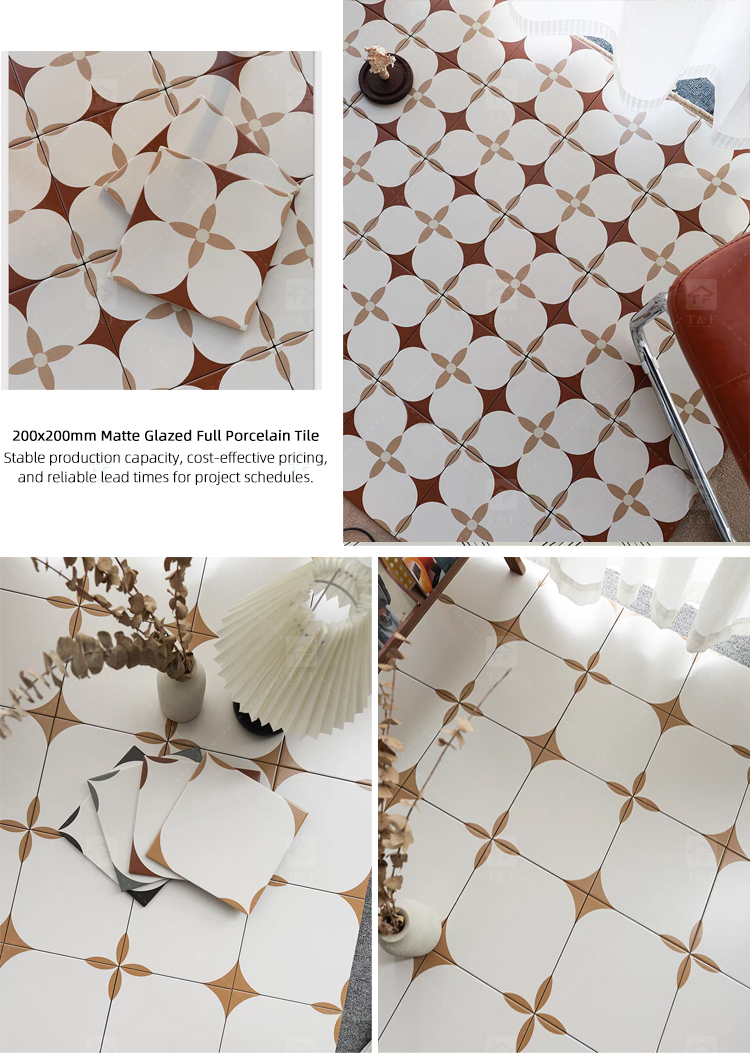 200x200 Decorative Pattern Full Porcelain Tiles for Bathroom and Toilet 20x20 Shower Tile and Living Room Floor Wall