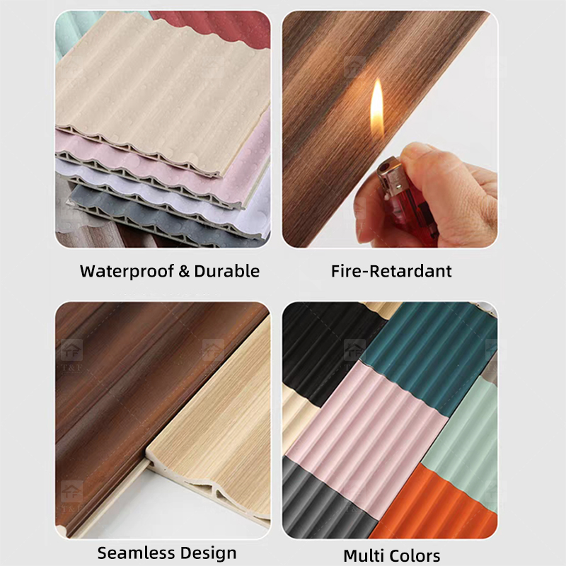 Waterproof Fire Resistant WPC Bamboo Composite 3D Fluted Panneau Mural Wall Cladding Panel for Interior Decorative