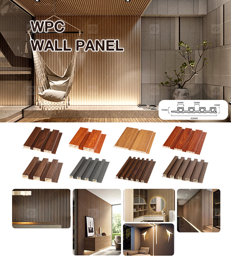 Waterproof Fire Resistant WPC Bamboo Composite 3D Fluted Panneau Mural Wall Cladding Panel for Interior Decorative