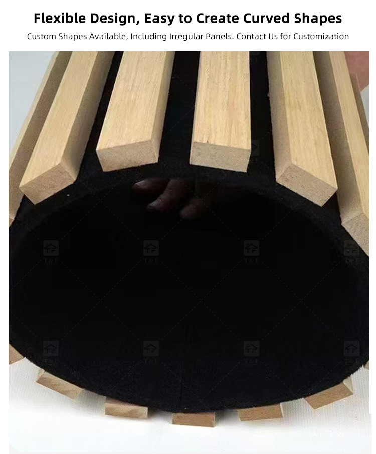 Modern 3D Wood Slat Acoustic Panel PET Polyester Fiber Veneer Wall Panel for Interior Wall and Ceiling Decoration