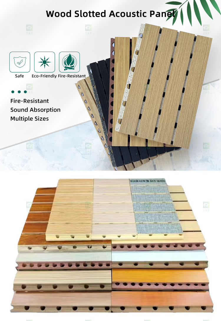 Eco-Friendly Wood Slotted Acoustic Panel Grooved Wooden Ceramic Aluminum Flame Retardant Sound Absorbing Wall Panels