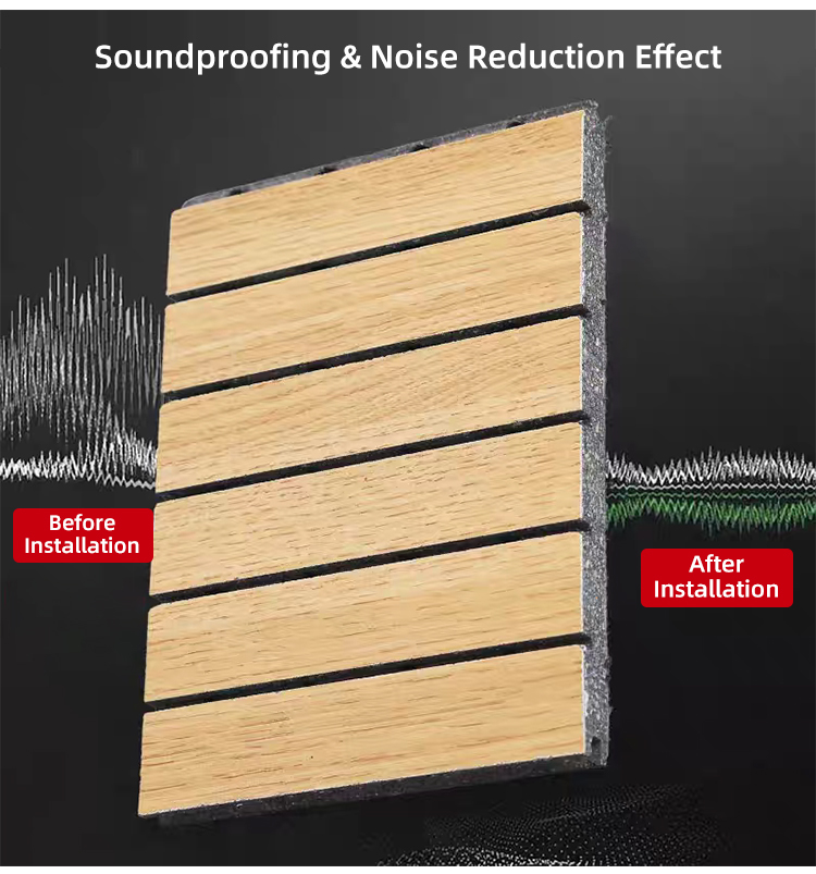 Eco-Friendly Wood Slotted Acoustic Panel Grooved Wooden Ceramic Aluminum Flame Retardant Sound Absorbing Wall Panels