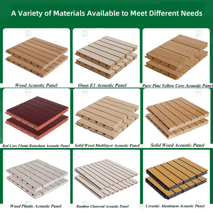 Eco-Friendly Wood Slotted Acoustic Panel Grooved Wooden Ceramic Aluminum Flame Retardant Sound Absorbing Wall Panels
