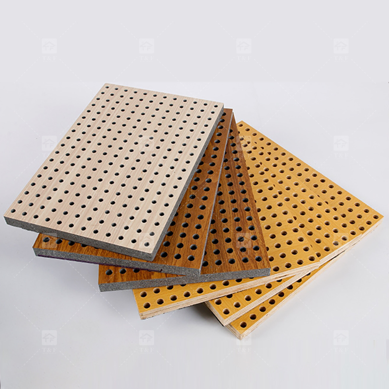 Custom Micro Perforated Wood Veneer Acoustic Panel Fireproof MDF Sound Absorbing Wall Decor Panel