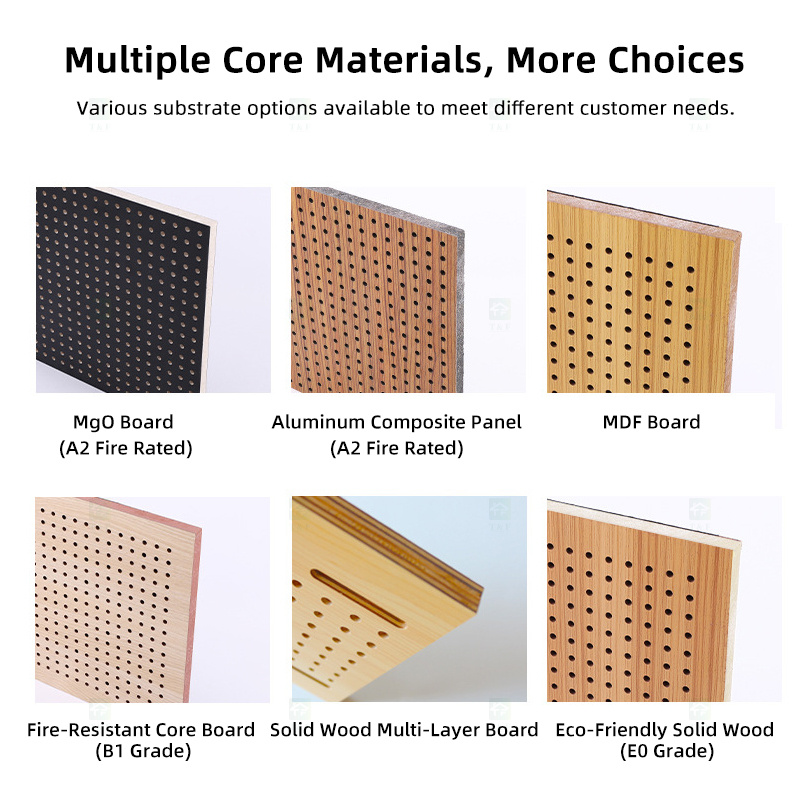 Custom Micro Perforated Wood Veneer Acoustic Panel Fireproof MDF Sound Absorbing Wall Decor Panel