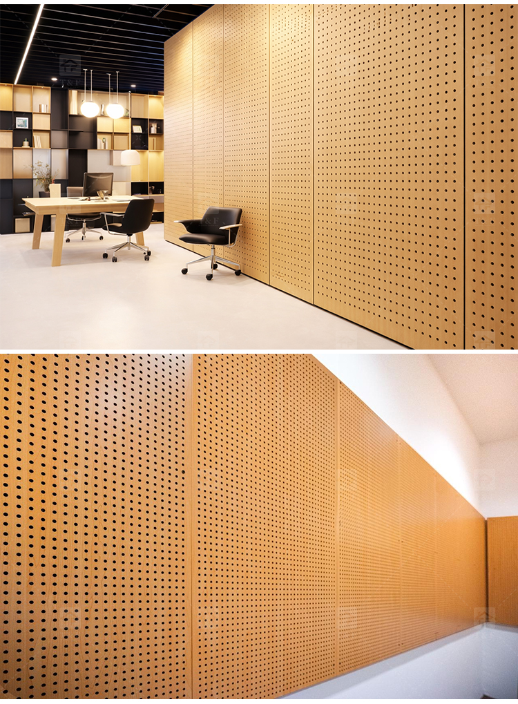 Custom Micro Perforated Wood Veneer Acoustic Panel Fireproof MDF Sound Absorbing Wall Decor Panel
