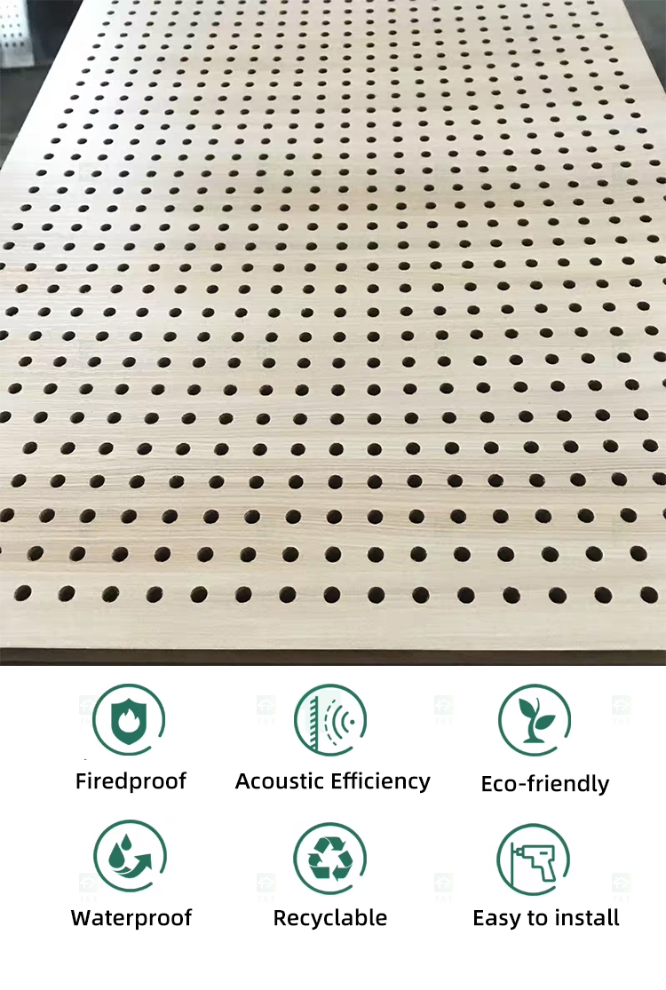 Custom Micro Perforated Wood Veneer Acoustic Panel Fireproof MDF Sound Absorbing Wall Decor Panel
