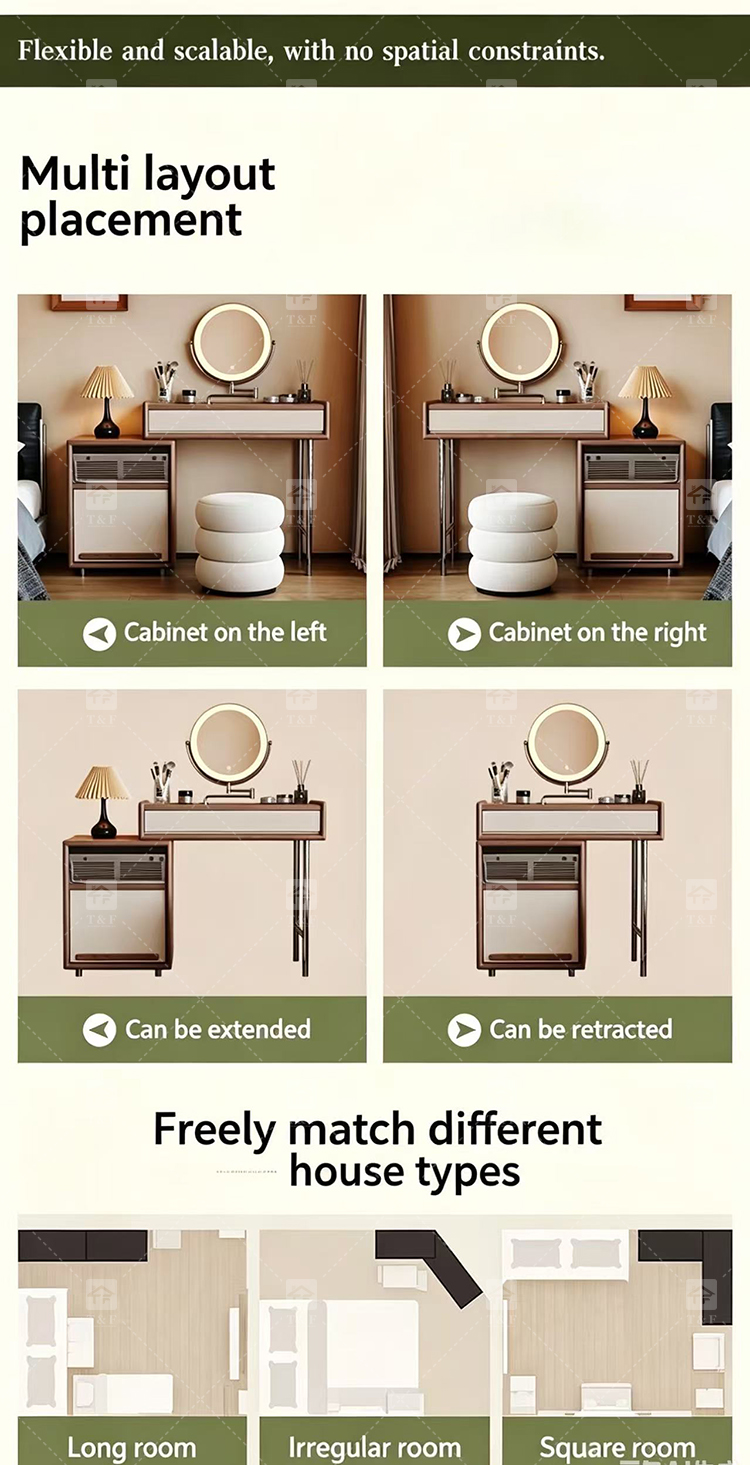 Modern Space-Saving Wood Furniture for Small Bedrooms Bathrooms & Living Rooms Compact Functional Standing Mirror Design