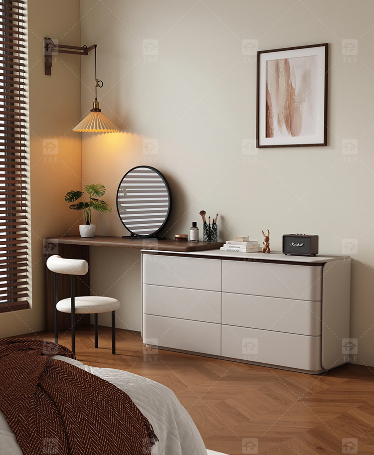 Luxury Black Solid Wood Vanity Table with LED Light Makeup Mirror 7 Drawers Durable Furniture for Bedroom Living Room Hotel Use
