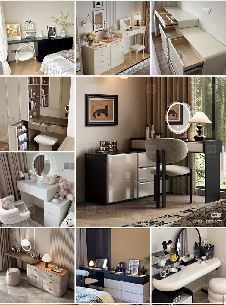 Modern White Makeup Vanity Desk with LED Mirror Vanity Con Luz Led Set and Storage Drawers Bedroom Dressing Table