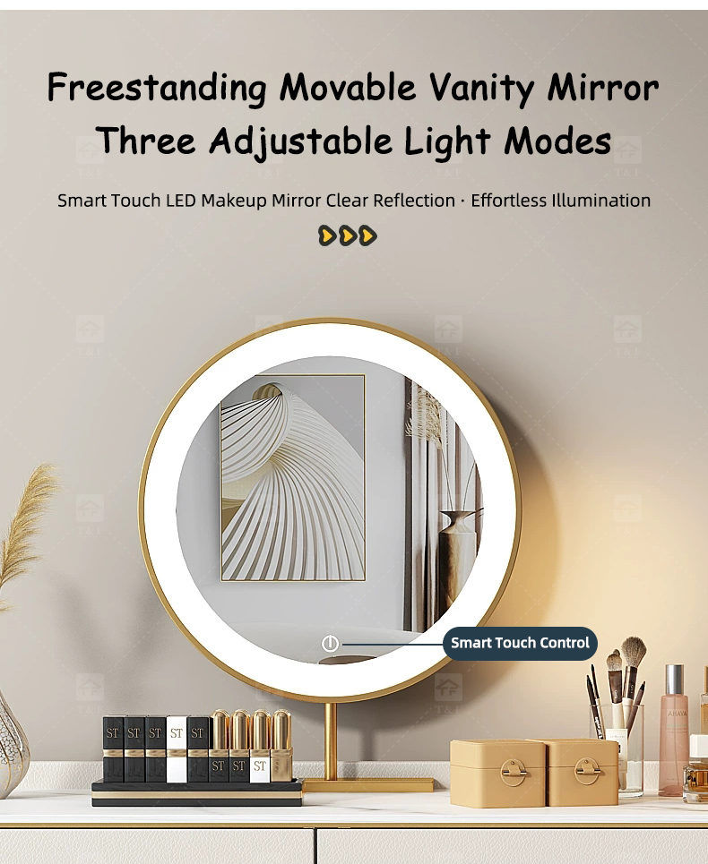 Modern White Makeup Vanity Desk with LED Mirror Vanity Con Luz Led Set and Storage Drawers Bedroom Dressing Table