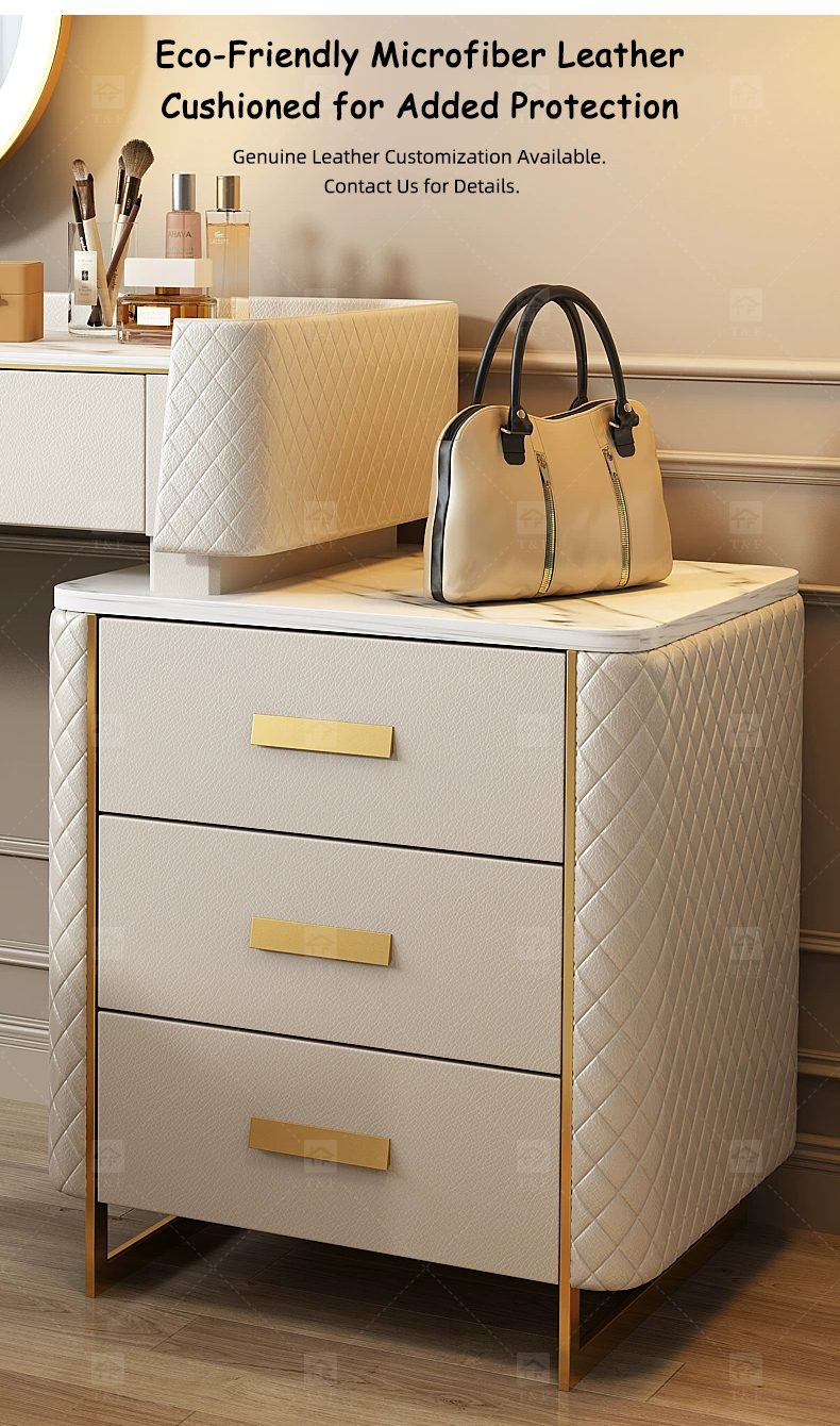 Modern White Makeup Vanity Desk with LED Mirror Vanity Con Luz Led Set and Storage Drawers Bedroom Dressing Table