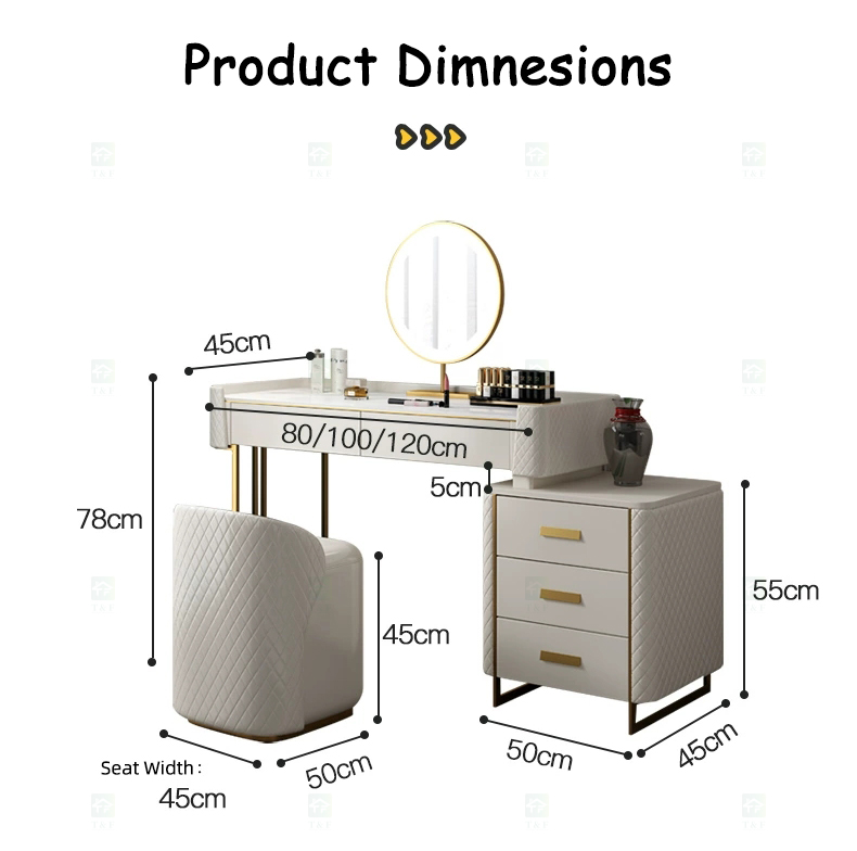 Modern White Makeup Vanity Desk with LED Mirror Vanity Con Luz Led Set and Storage Drawers Bedroom Dressing Table
