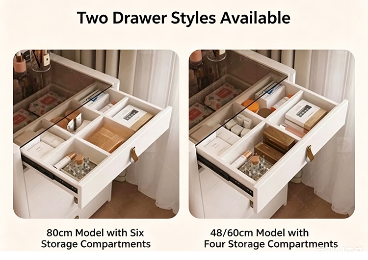 Modern Solid Wood Dressing Table with Flip Top Mirror & Storage Cabinet Multi-functional Makeup Table for Hotel & Bathroom Use