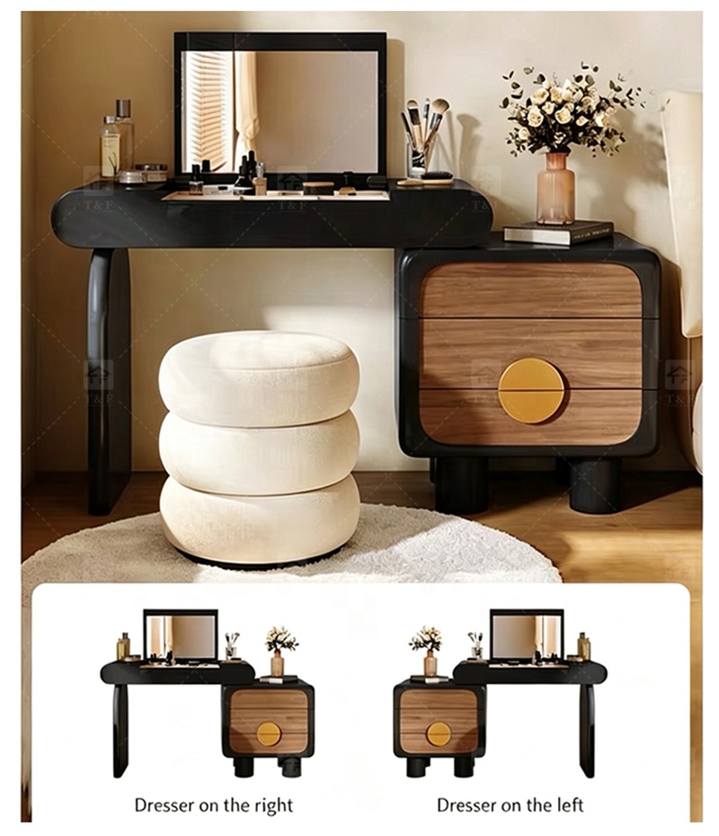 Modern Lighted Flip Top Vanity Mirror Cabinet Multi-functional Desktop Storage Box for Jewelry Cosmetics Bedroom Bathroom Use