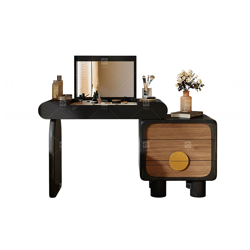 Modern Lighted Flip Top Vanity Mirror Cabinet Multi-functional Desktop Storage Box for Jewelry Cosmetics Bedroom Bathroom Use