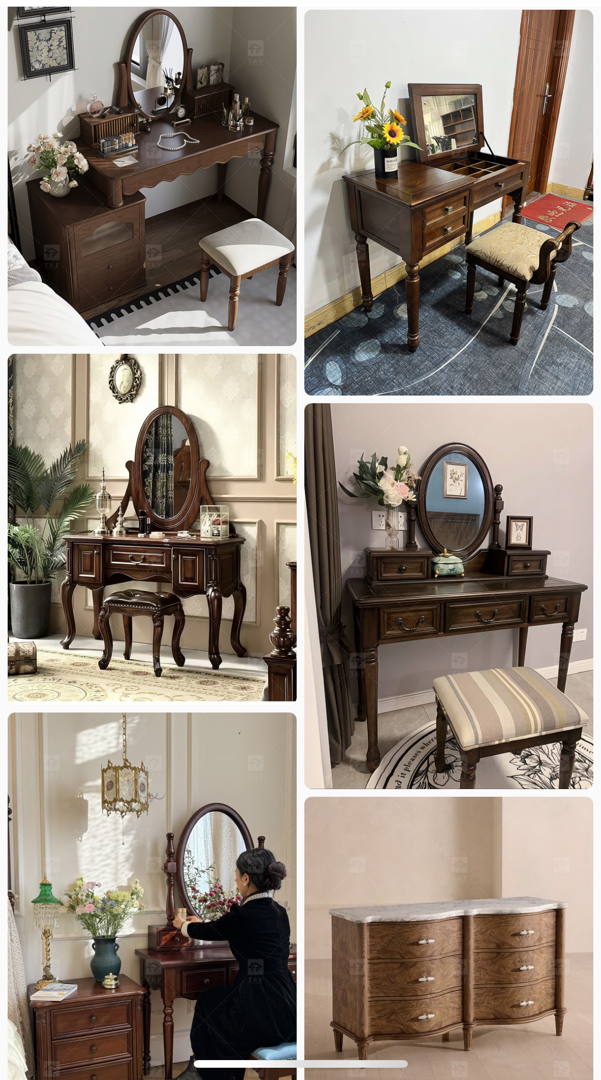 Modern Walnut Brown Makeup Vanity Set Standing Lighted Mirror Stool Turned Legs Bedroom Dressing Table for Bathroom/Living Room