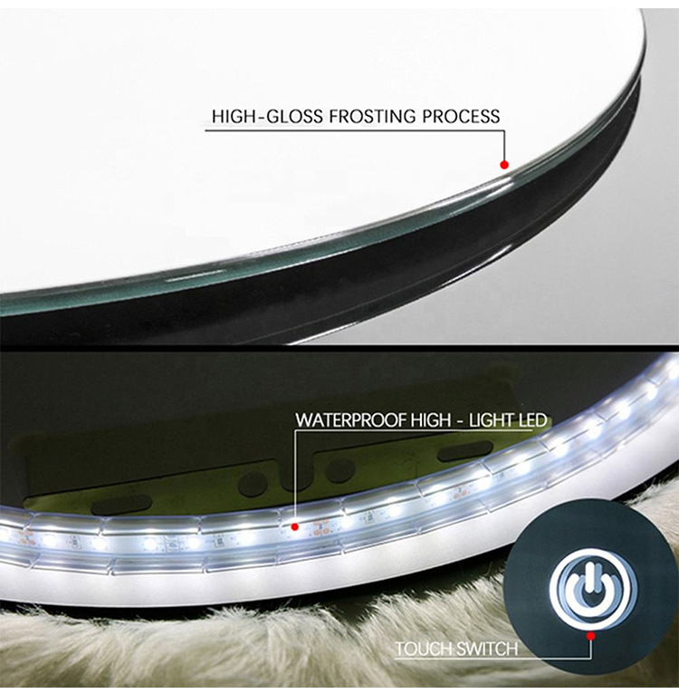 Smart LED Bathroom Light Miroir Irregular Oval Waterproof Backlit Vanity Wall Mirror with Defogger Touch Sensor Switch
