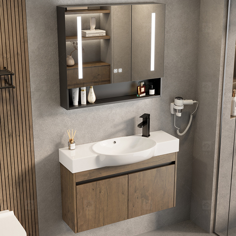 Modern Premium Aluminum Bathroom Vanity Cabinet with Ceramic Basin Sink Narrow Wall Mounted Cabinet for Small Bathrooms