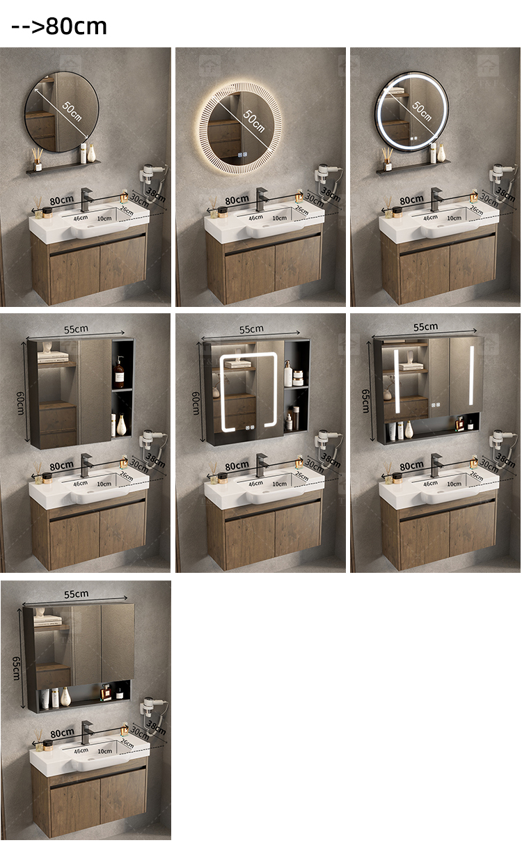 Modern Premium Aluminum Bathroom Vanity Cabinet with Ceramic Basin Sink Narrow Wall Mounted Cabinet for Small Bathrooms