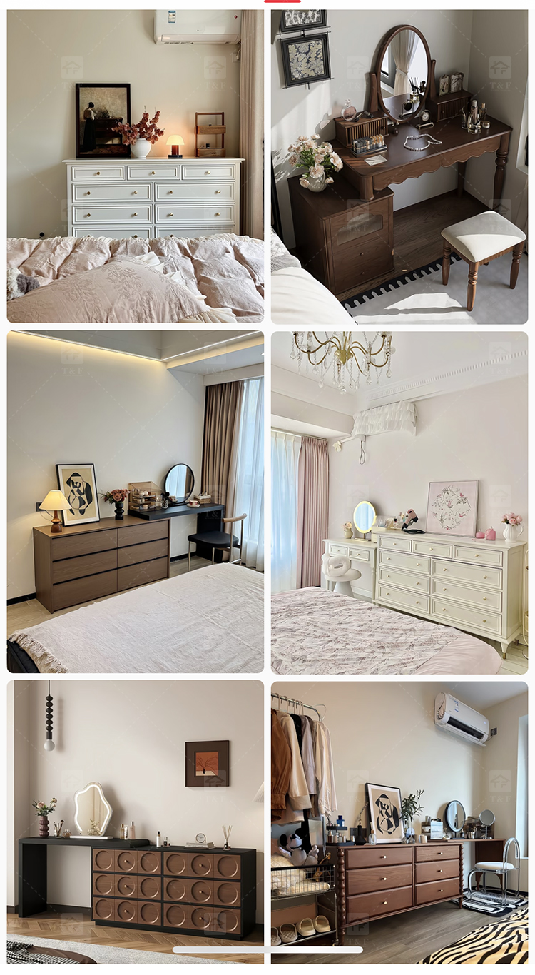 Modern Lighted Solid Wood Makeup Vanity Chest Round Anti-collision Corner Storage Cabinet for Bedroom & Bathroom Use